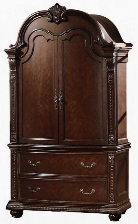 Annondale Collection 10317 52" Tv Armoire With 2 Drawers 2 Doors Hanging Cloth Rod Metal Hardware Poplar Wood And Cherry Veneer Materials In Cherry