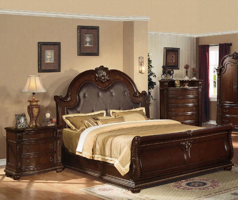 Anondale Collection 10310qn Queen Size Sleigh Bed + Nightstand In Cherry