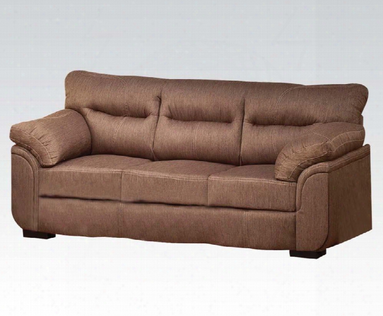 Avalon Collection 51690 86" Sofa With Tight Cushions Wood-like Legs Wood Frame Plush Padded Arms And Linen Upholstery In Cocoa
