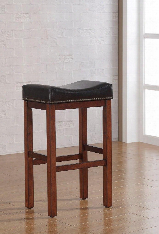 B2-203-26l Jackson Saddle Seat Counter Stool In Medium Walnut With Dark Brown Bonded