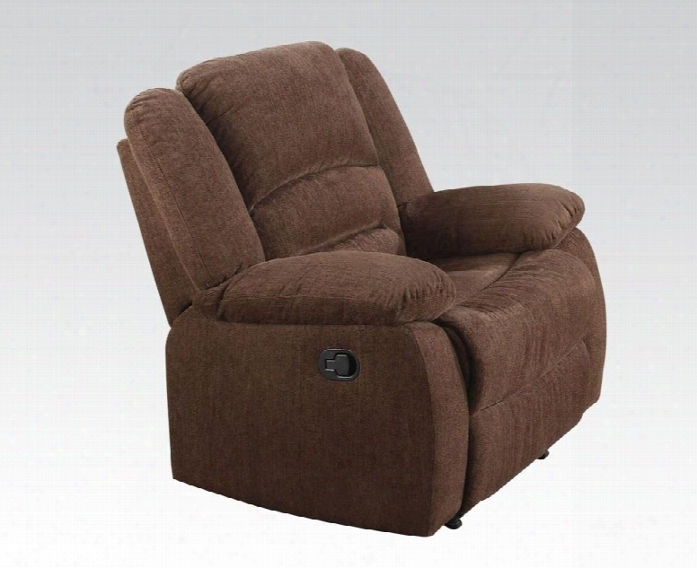 Bailey Collection 51027 39" Rocker Recliner With Pillow Top Arms Wood And Metal Frame Pocket Coil Seating And Chenille Fabric Upholstery In Dark Brown