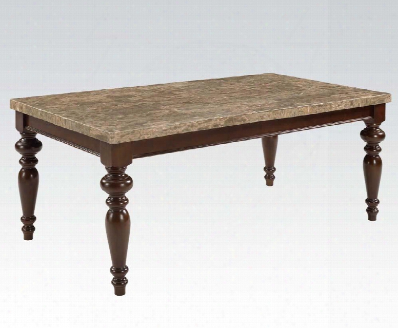 Bandele Collection 70380 72" Dining Table With Emparedora Grey Marble Top Turned Legs And Rectangular Shape In Espresso