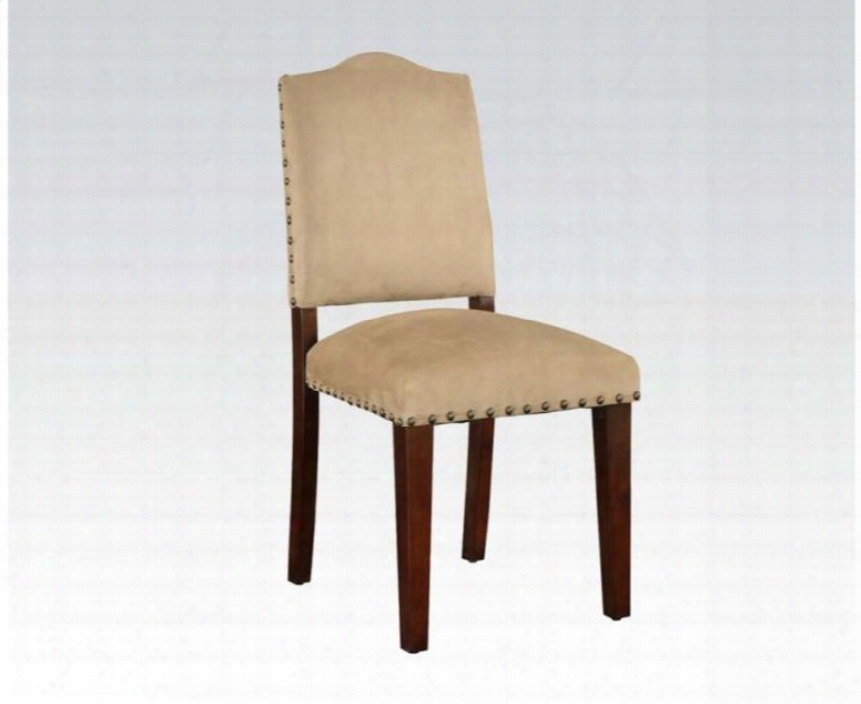 Bandele Collection 70383 19" Side Chair With Microfiber Upholstered Seay And Back Nail Head Accents And Tapered Legs In Espresso