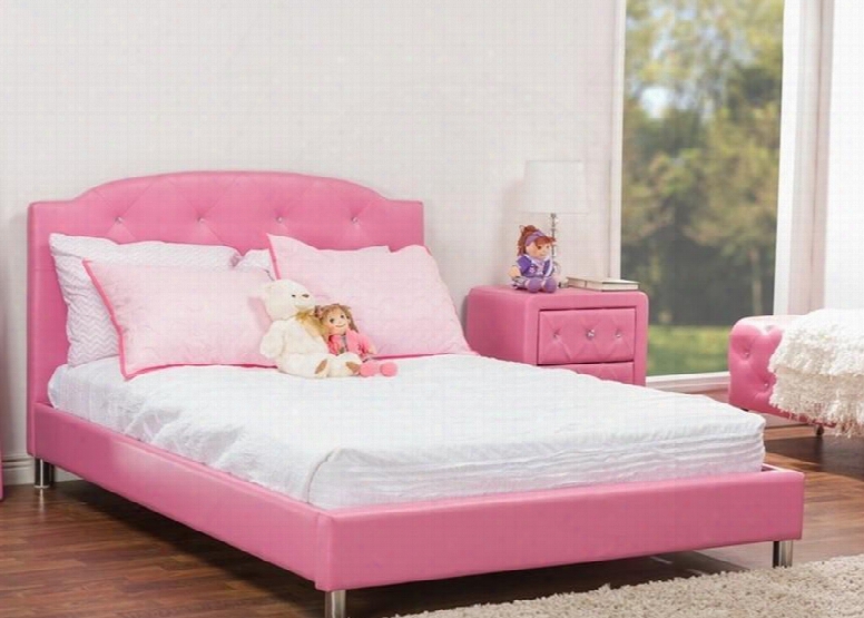 Baxton Studio Bbt6440ns-full-pink Canterbury Platform Bed + Nightstand With Faux Leather