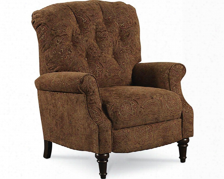 Belle 2550 1573-21 Hi-leg Recliner With Turned Legs In A Warm Walnut Finish Button Tufted Detailing And Hide-a-chaise