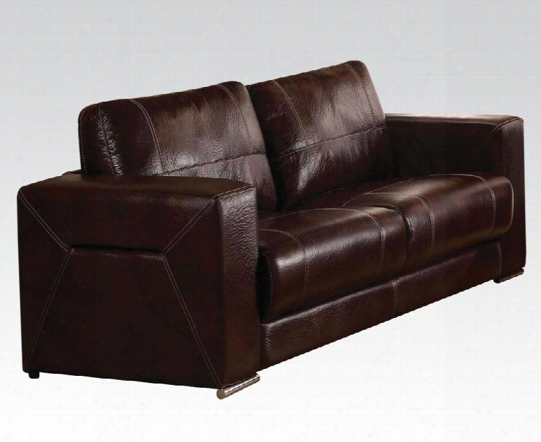 Brayden Collection 51685 Sofa With Track Arms And Leather Like Fabric Upholstery In Dark