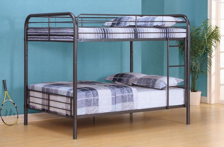 Bristol Collection 37435 Full Over Full Size Bunk Bed With Full-length Guardrail Reversible Front Ladder Slat System Included And Metal Tube Construction In