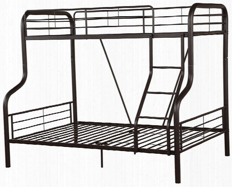 Cairo Collection 37610 Twin Over Full Size Bunk Bed With Right Facing Front Ladder Easy Access Guard-rail And Metal Tube (steel) Frame In Sandy Black