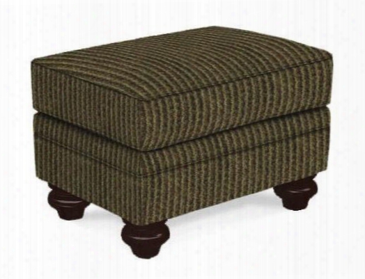 Cassandra 3688-5/8997-28 28" Wide Ottoman With Turned Bun Feet Welting Details And Ultralux Cushion In 8997-28 Green And Affinity