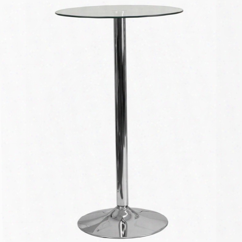Ch-3-gg 23.75' Round Glass Table With 41.75'h Chrome