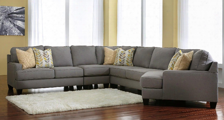 Chamberly 24302rcsec5pc 5-piece Right Cuddler Sectional Sofa With Pillows Included Track Arms And Tapered Feet In