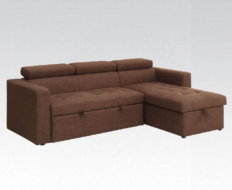 Chandan Collection 51785 Sectional Sofa With Tufted Seat Track Arms And Linen Fabric Upholstery In