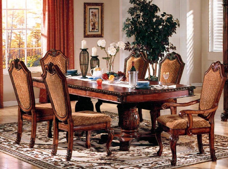 Chateau De Ville Collection 04075ch 7 Pc Dining Room Set With Dining Table + 4 Side Chairs + 2 Arm Chairs In Cherry