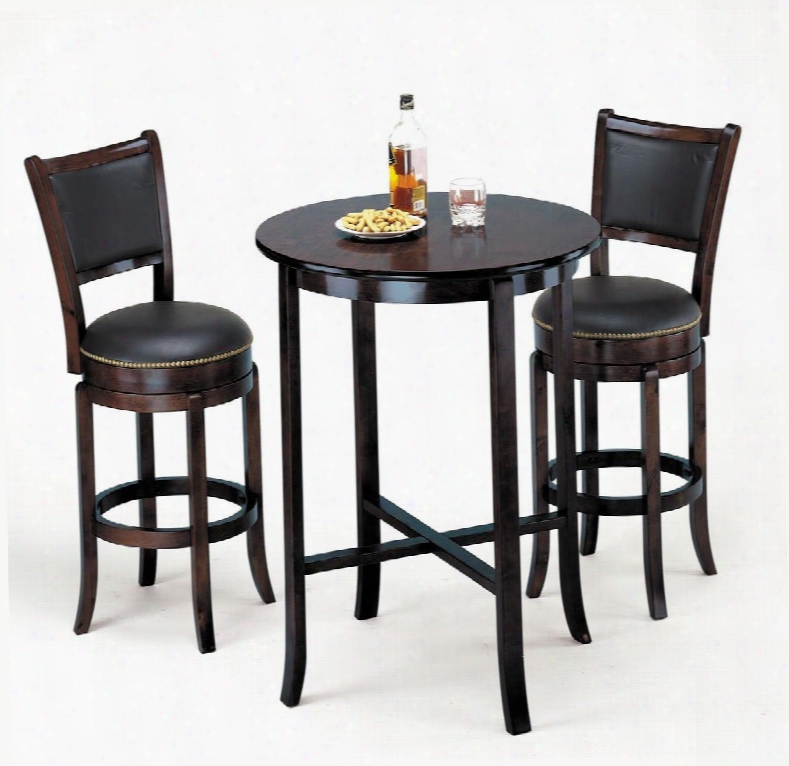 Chelsea Collection 07255bs Bar Table Set With Bar Table + 2 Bar Stools In Espresso