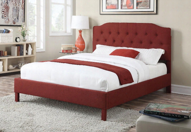 Clive Collection 25000q Queen Size Bed With Button Tufted Headboard Low Profile Footboard Solid Hemlock And Fir Wood Materials And Linen Fabric Upholstery In