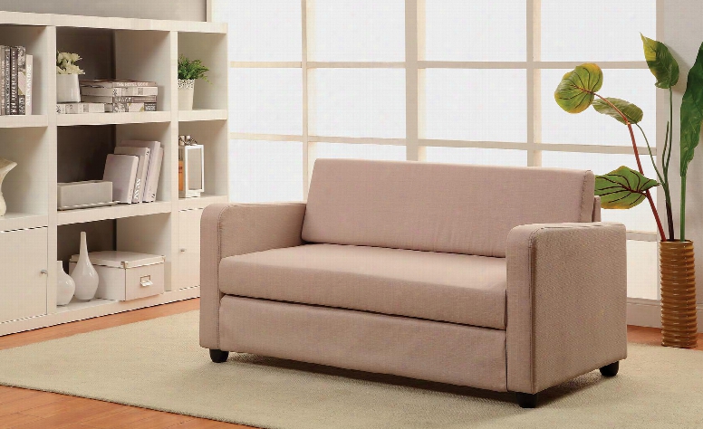 Connall Collection 57087 54" Adjustable Sofa With Removable Cushions Track Arms Wood Frame Plastic Legs And Fabric Upholstery In Beige