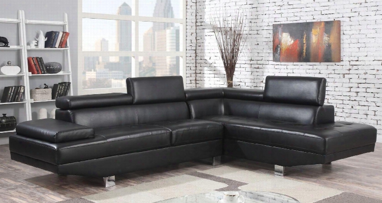 Connor Collection 51965 Sectional With Left Facing Sofa Right Facing Chaise Adjustable Headrest Pu Leather Upholstery Tight Back And Seat Cushions In