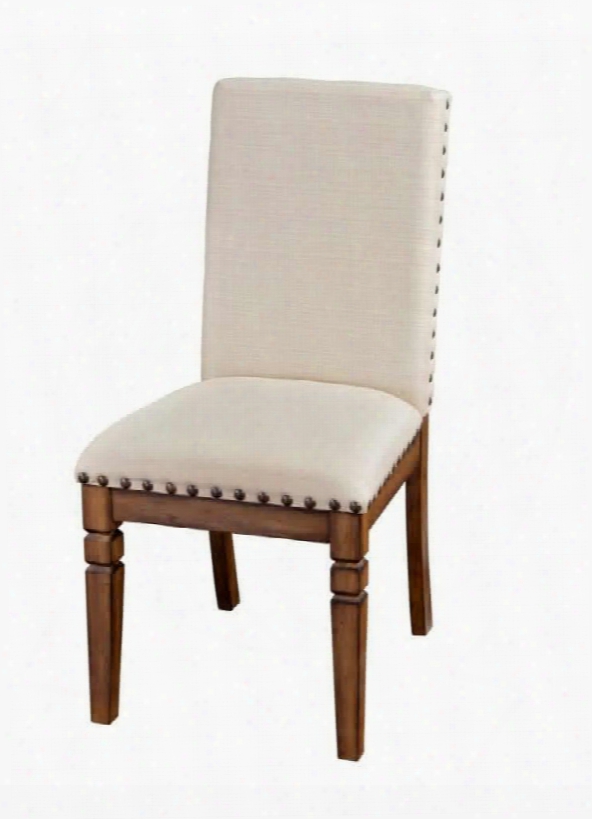 Cornerstone Collection 1525bm 39" Side Chair With Cushioned Seat Button Accents And Tapered Legs In Burnished Mocha