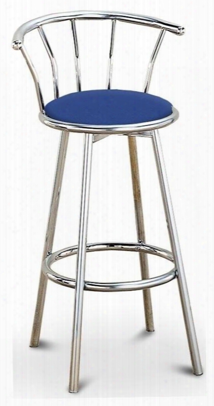 Cucina Collection 02045bu 29" Set Of 2 Bar Stools With Swivel Mechanism Chrome Plated Finish Flame Retardant Metal Tube And Pu Leather Upholstery In Blue