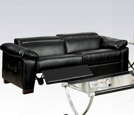 Darcel Collection 50280 Motion Sofa With Pillow Top Arms Adjustable Headrests And Bonded Leather Upholstery In Black