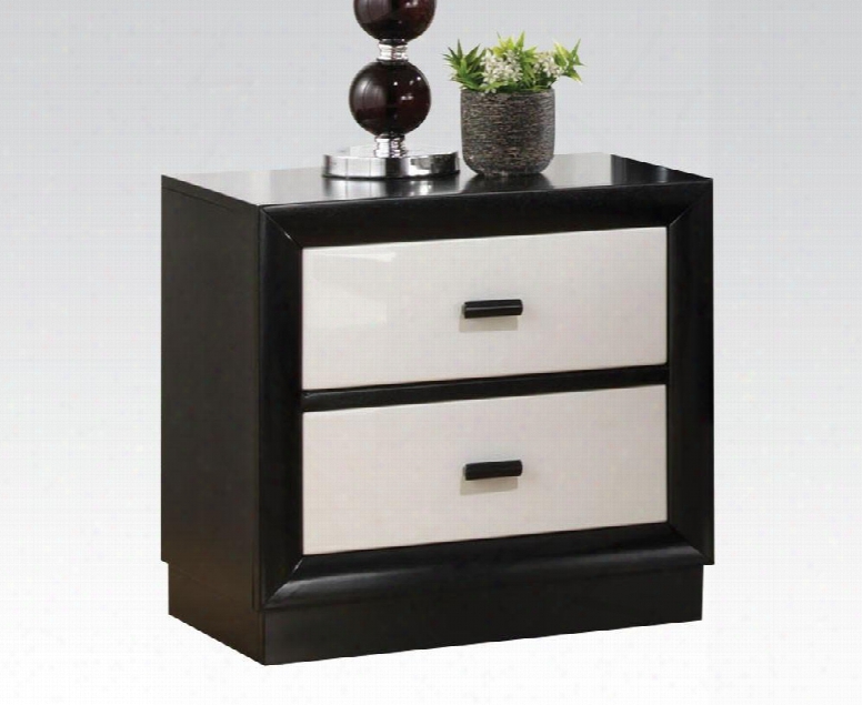 Debora Collection 20613 22" Nightstand With 2 Drawers Center Metal Drawer Glide European Design Black Handle Hardware And Wood Construction In Black And