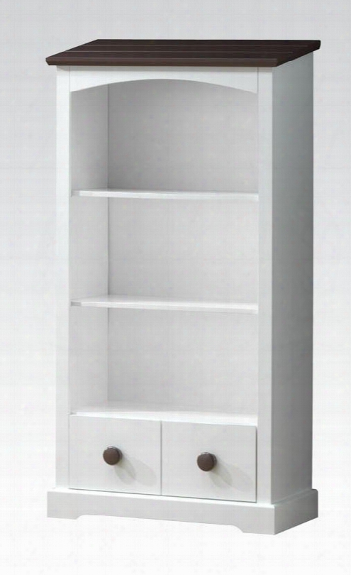 Docila Collection 30227 59" Tall Youth Bookcase With 1 Drawer 2 Shelves And Wooden Hardware In White And Chocolate