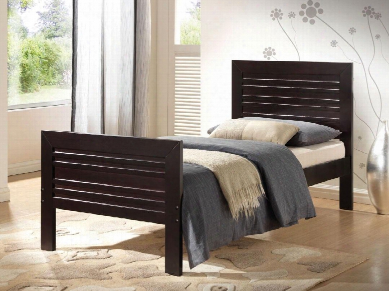 Donato Collection 21524t Twin Size Bed With Wooden Panel Headboard Slat System Included Poplar Wood And Laminated Veneer In Wenge