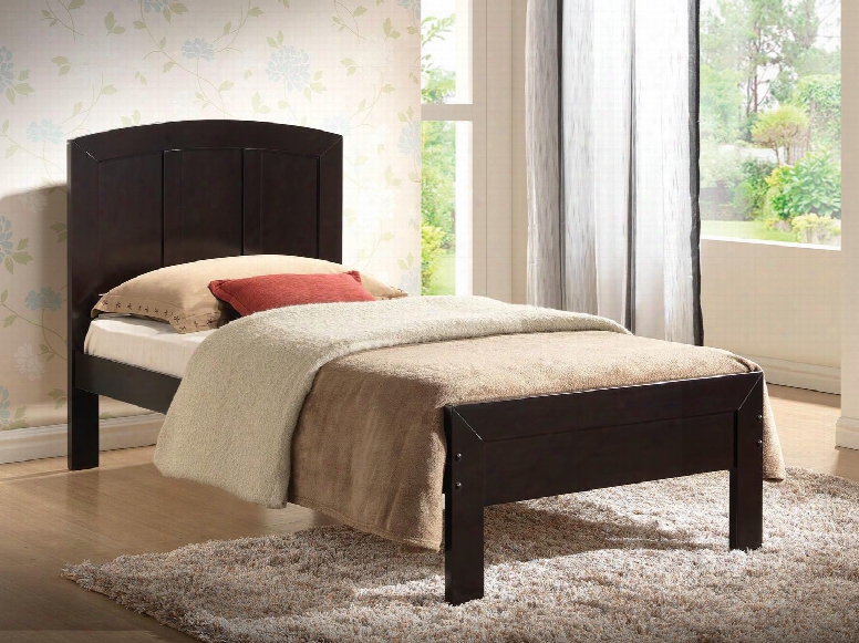 Donato Collection 21526t Twin Size Bed With Slat System Included Wooden Panel Headboard Low Prorile Footboard Poplar Wood And Laminated Veneer Construction