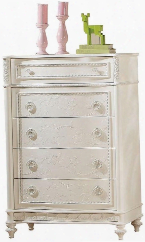 Dorothy Collection 30368 36" Chest With 5 Drawers Felt Lined Top Drawer French Dovetail Drawers And Pine Wood Construction In Ivory