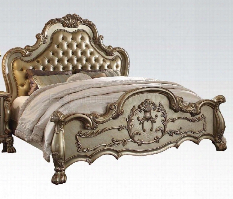 Dresden Collection 23154ck Caliornia King Size Panel Bed With Decorative Headboard Crown Nail Head Accents Solid Chinese Wood Mdf Boards And Poly