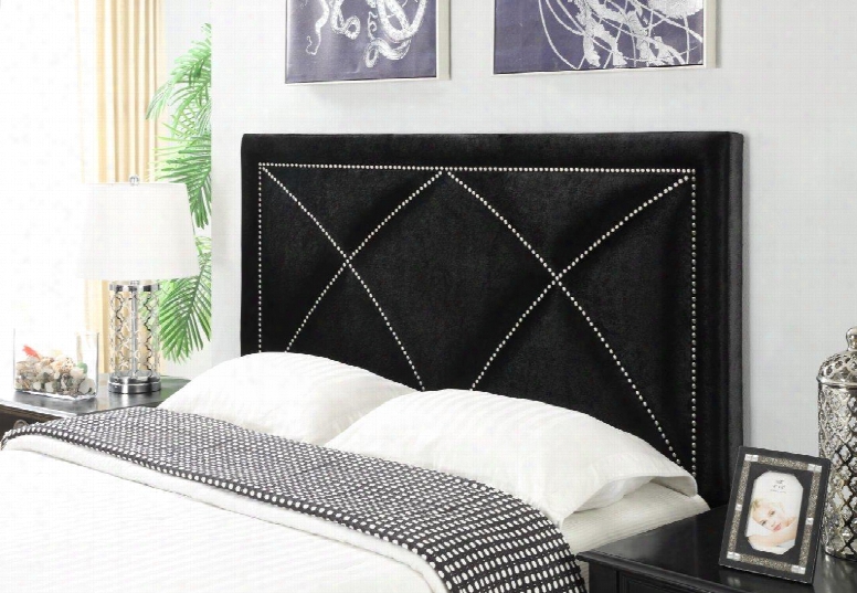 Ds-2533-270-208 King Upholstery X-nailheadboard Velvet In Black