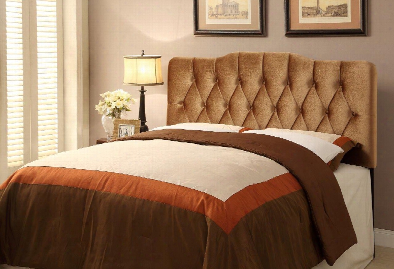 Ds-2534-2700-208 King Upholstery Soft Shape Headboard Velvet Bronze In Gold