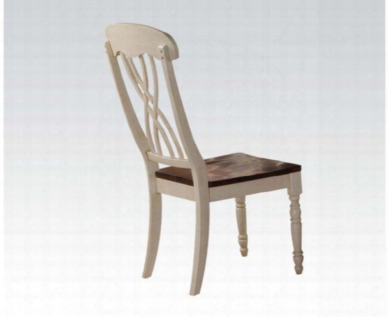 Dylan Collection 70333 Set Of 2 Side Chairs With Distressed Detailing Turned Legs And Tapered Legs In Buttermilk And Oak