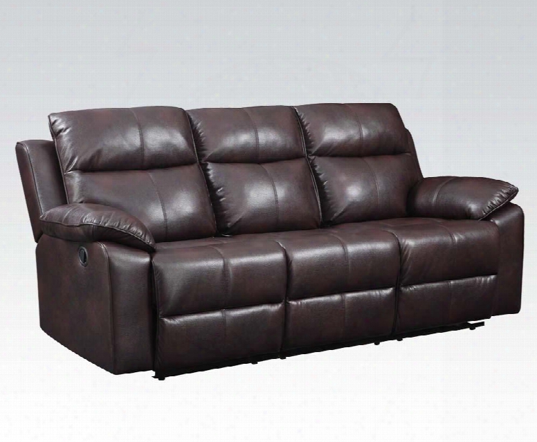 Dyson Collection 50855 86" Motion Sofa With Pillow Top Arms Wood And Metal Frame Tight Cushions And Leather-aire Upholstery In Burgundy