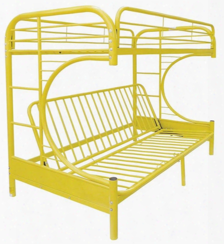 Eclipse Collection 02091wyl Twin/full/futon Bunk Bed With Full Length Guard Rail Metal Tube Slats Included And Built-in Side Ladders In Yellow