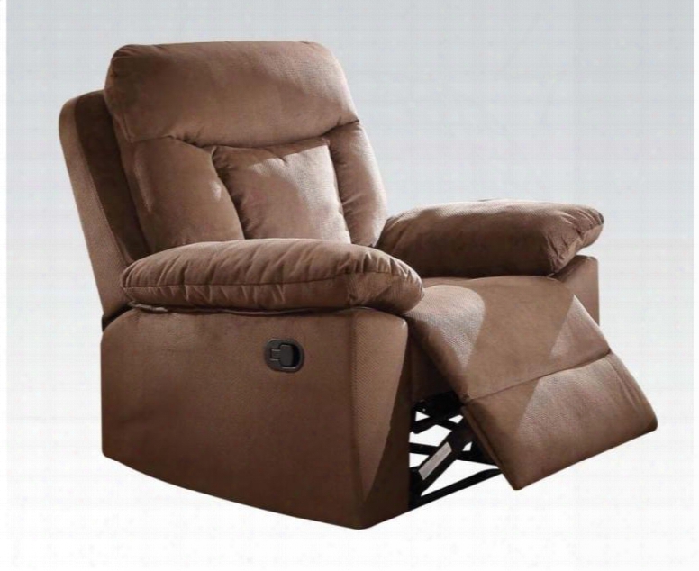 Elisha Collection 51427 40" Recliner With Wood And Metal Frame Plush Padded Arms Tight Back Cushion And Suede Upholstery In Chocolate
