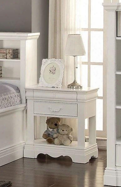 Estrella 39153 26" Nightstand With 2 Drawers Bottom Shelf White Metal Handles And Center Metal Drawer Glides In White