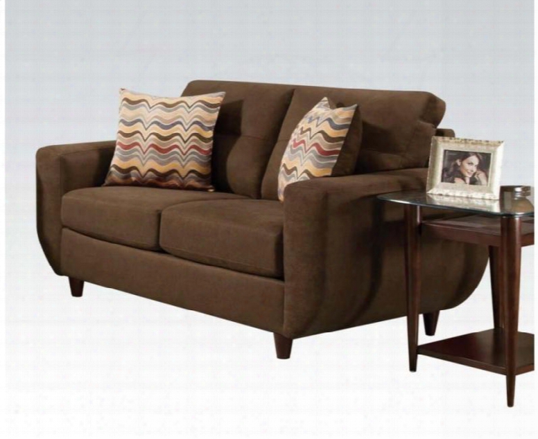 Eusebia Collection 52331 67" Loveseat With Accent Pillows Included Removable Seat Cushions Made In Usa And Fabric Upholstery In Killington Chocolate