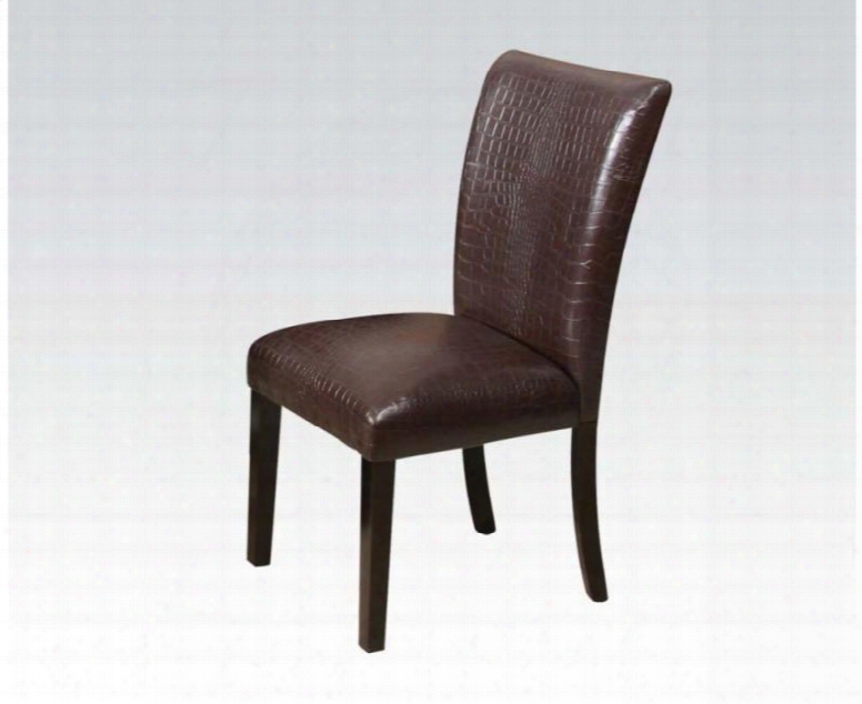 Fraser Collection 70132 19" Side Chair With Crocodile Pu Leather Upholstered Seat And Back And Tapered Legs In Espresso