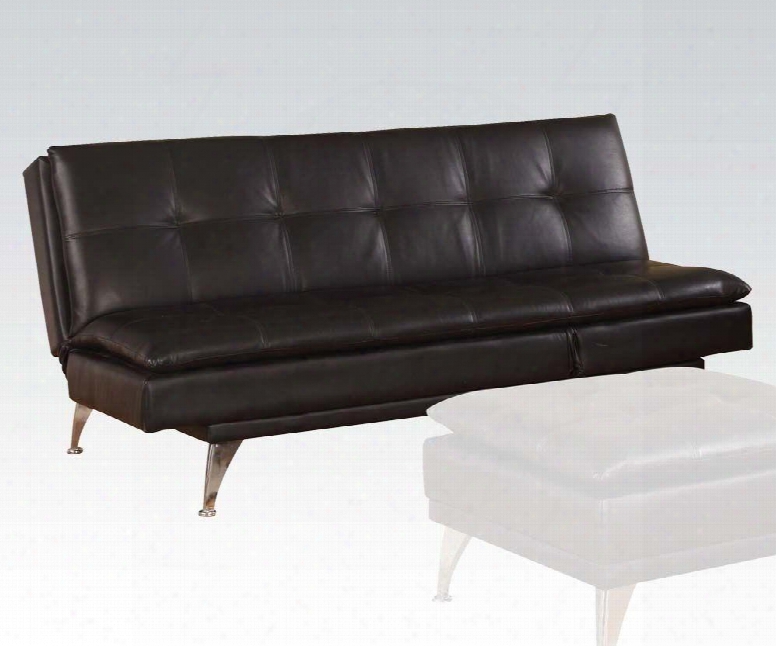 Frasier Collection 57080 71" Adjustable Sofa With Metal Legs Tufted  Cushions And Bycats Pu Leather Upholstery In Black