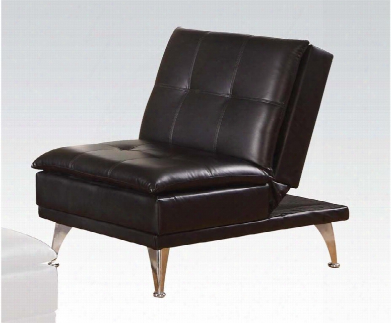 Frasier Collection 57081 28" Adjustable Chair With Metal Legs Tufted Cushions And Bycats Pu Leather Upholstery In Black