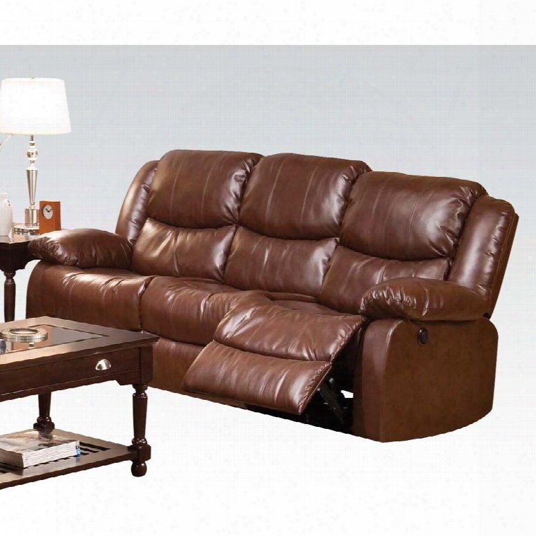 Fullerton Collection 50200 83" Power Motion Sofa With Pocket Coil Seating Pillow Top Arms Split Back Cushions And Bonded Leather Mach Upholstery In Brown