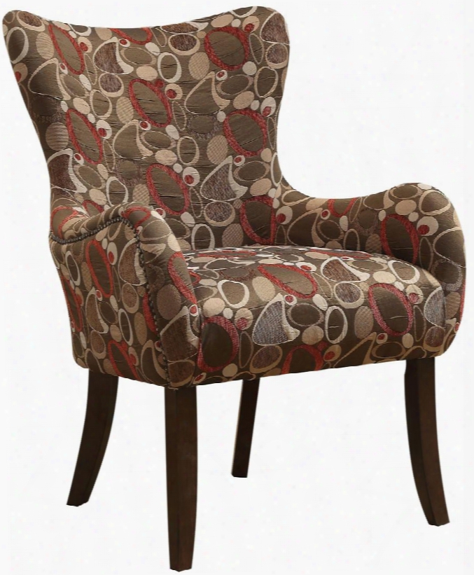 Gabir Collection 59399 21" Accent Chair With Tapered Legs Flared Arms Wingback And Fabric Upholstery In Espresso