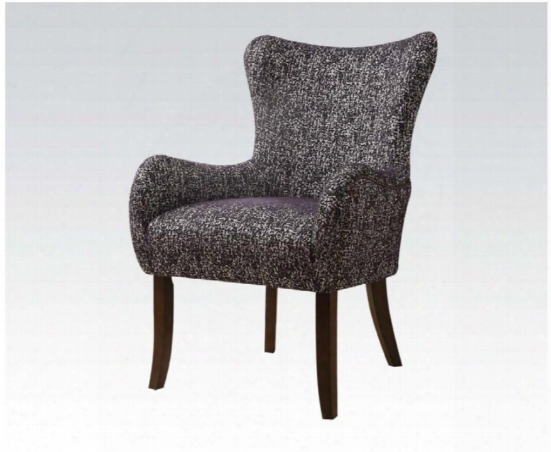 Gabir Collection 59400 28" Accent Chair With Wingback Espresso Tapered Legs And Yam-dyed Fabric Upholstery In Black