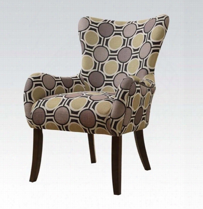 Gabir Collection 59402 28" Accent Chair With Fabric Upholstery Wingback Design And Tapered Legs In Espresso