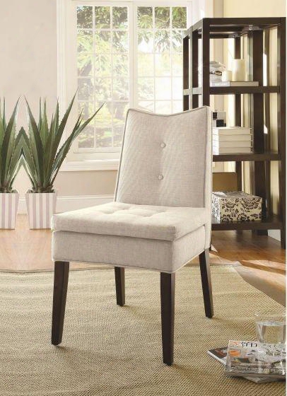 Galen Collection 59158 Set Of 2 26" Accent Chairs With Wooden Espresso Tapered Legs Button Tufted Cushions And Linen Fabric Upholstery In Beige