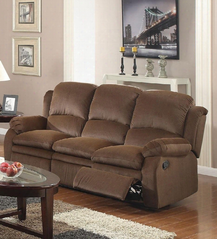 Garton Collection 51800 77" Motion Sofa W1th Recliner Mechanism Tight Pillow Top Arms Pocket Coil Seating And Velvet Upholstery In Chocolate