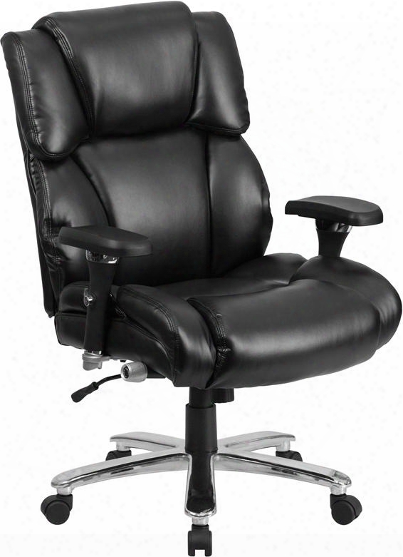 Go-2149-lea-gg Hercules Series 24/7 Intensive Use Multi-shift Big & Tall 400 Lb. Capacity Black Leather Executive Swivel Chair With Lumbar Support