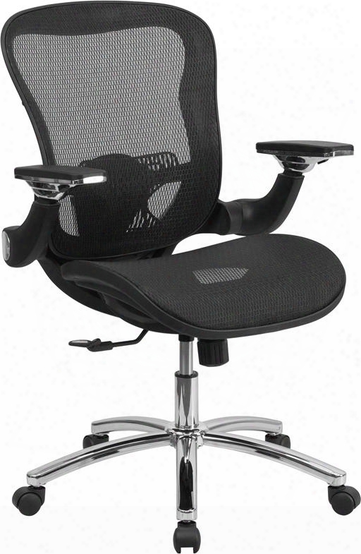 Go-wy-87-gg Mid-back Black Mesh  Executive Swivel Office Chair With Synchro-tilt And Height Adjustable Flip-p