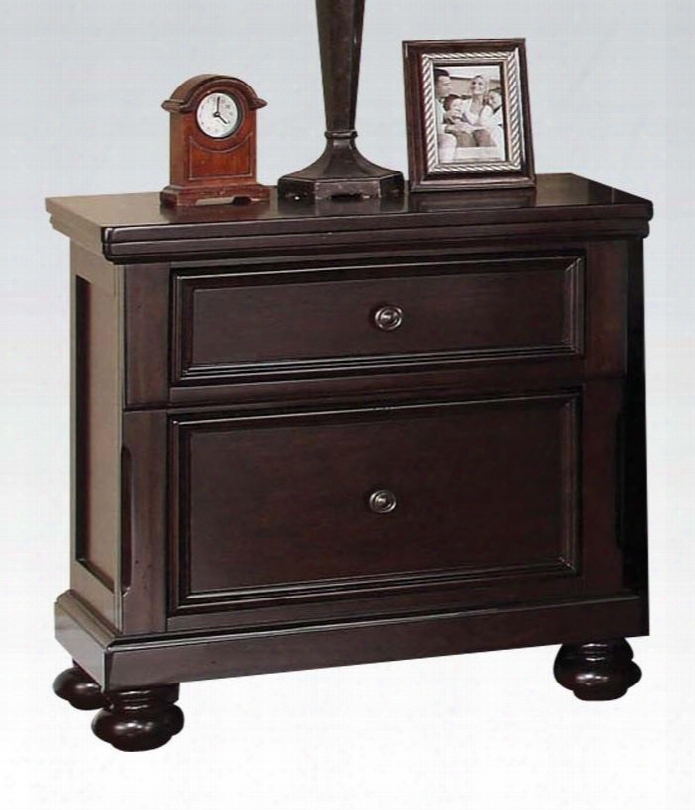 Grayson Collection 24613 28" Nightstand With 2 Drawers Felt Lined Top Drawers Dust Proof Bottom Drawers Pine Wood And Veneer Materials In Dark Walnut